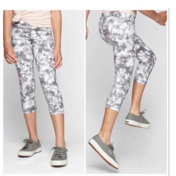 Athleta Girl Powervita Tie Dye Capri Leggings High Rise Cropped Pants Medium - Picture 1 of 5